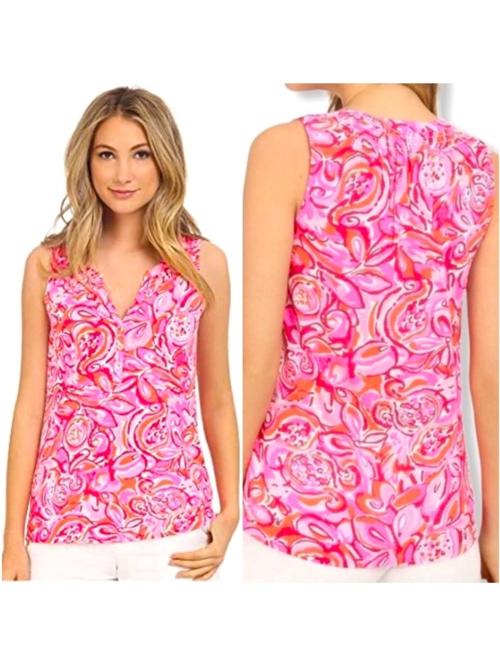 Lilly Pulitzer Pink Pout Mango Salsa Essie Top XXS